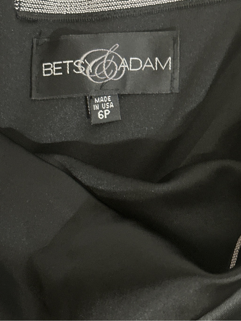Betsy & Adam Black One-Shoulder Satin Cocktail Dress - Picture 4 of 5